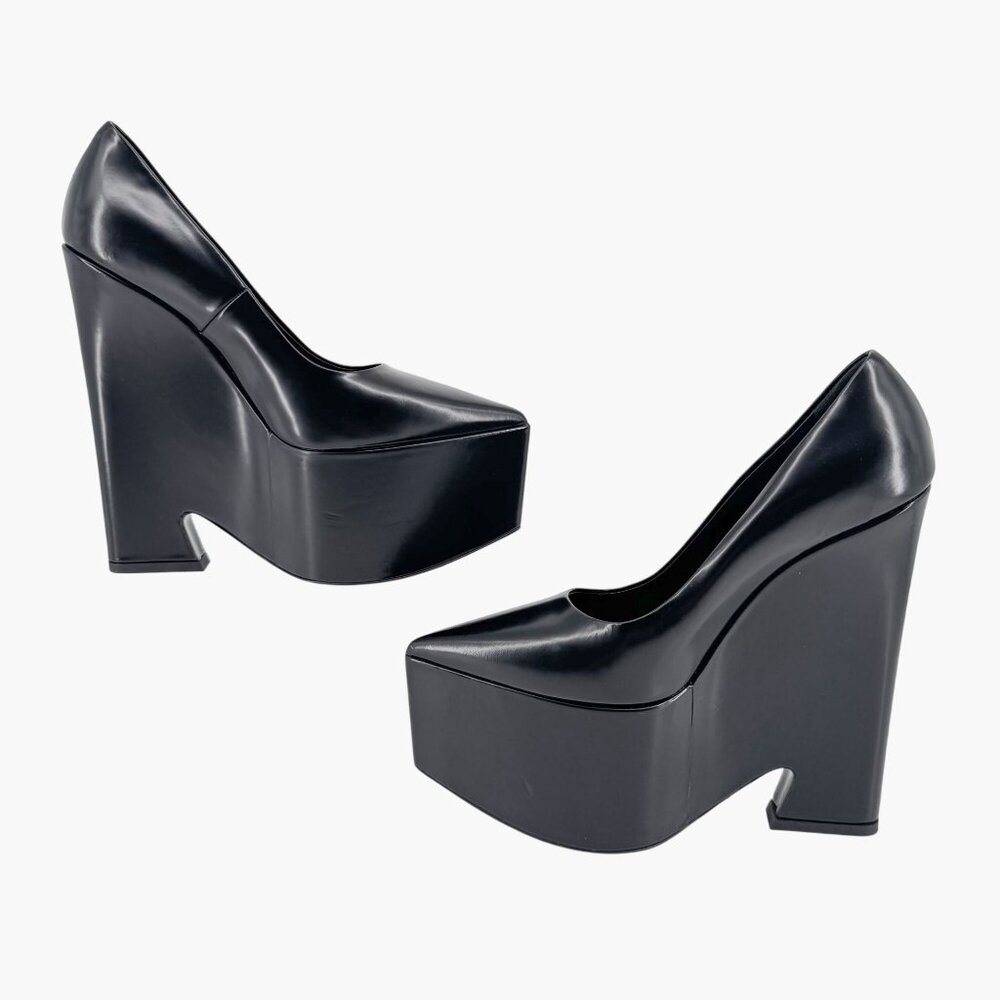 Versace Black Patent Platform Pumps - Picture 12 of 16